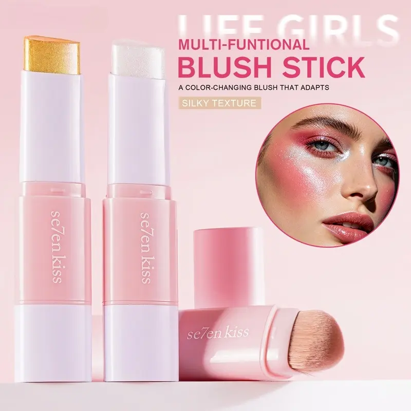 Multi Functional Powder Blusher Stick Naturally Improves The Look and Color, Easy To Apply, Warm Powder Blusher, Warm Powder Blusher Cream, Solid Powder Blusher Stick, Everyday Cosmetics Makeup