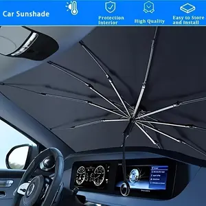 Foldable Car Windshield Sun Shade, Universal Sun Umbrella for Sedan Suv Truck, Block Heat & Keep Car Cool, Ideal for Summer Travel & Camping