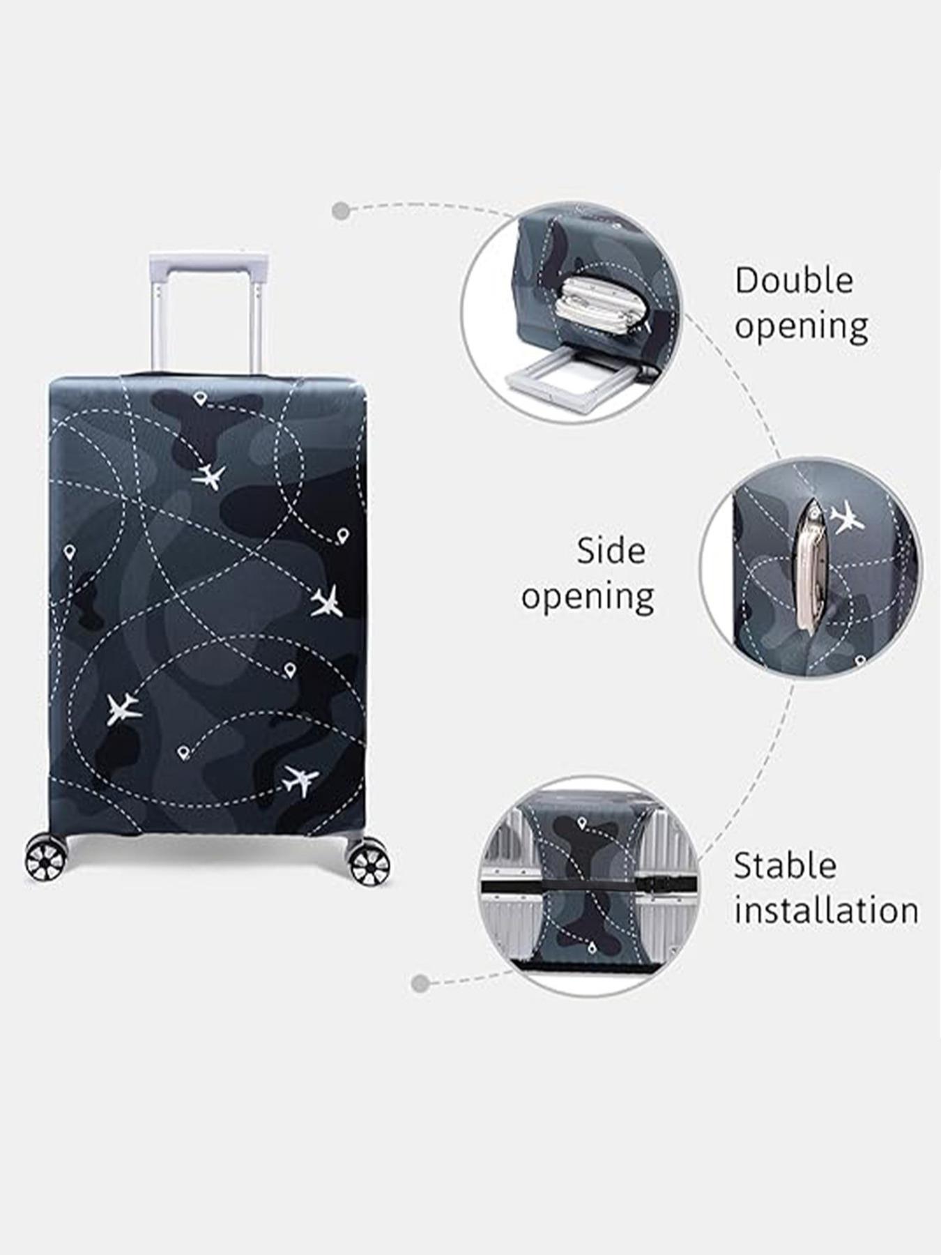 Floral & Letter Pattern Luggage Cover, Stretch Luggage Protector, Baggage Dust Case Cover, Travel Organizer for 18-32 Inch Suitcase