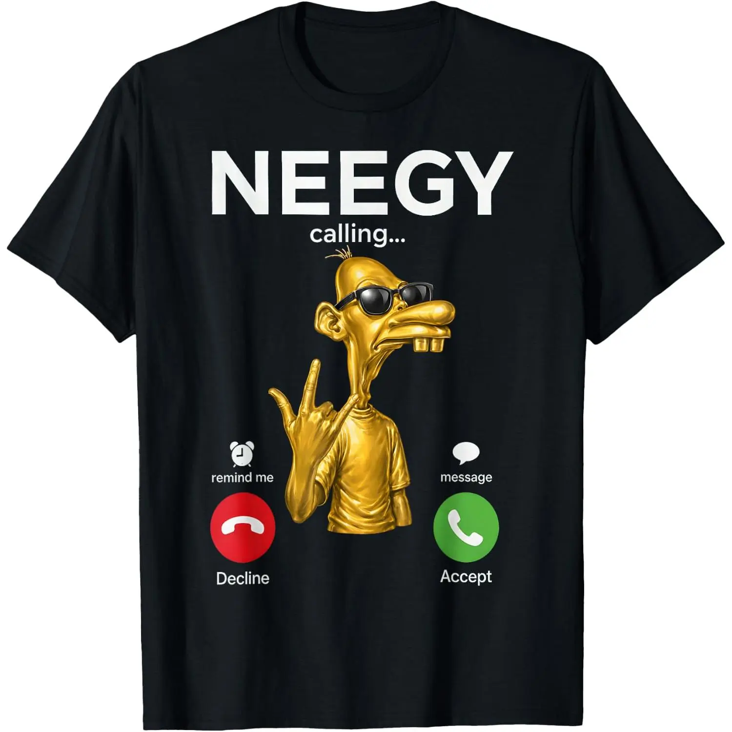 Men's Neegy Classic Cotton T-Shirt - Funny Internet Brainrot Humor, Relaxed Fit, Breathable Tops for Gen Z, Fabric