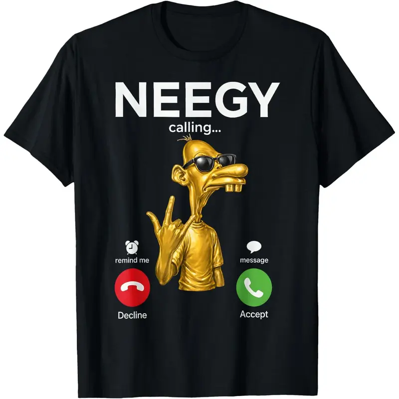 Men's Neegy Classic Cotton Round Neck Shortsleeve Casual T-Shirt - Funny Internet Brainrot Meme Menswear, Relaxed Fit, Breathable Gen Z Sports Top