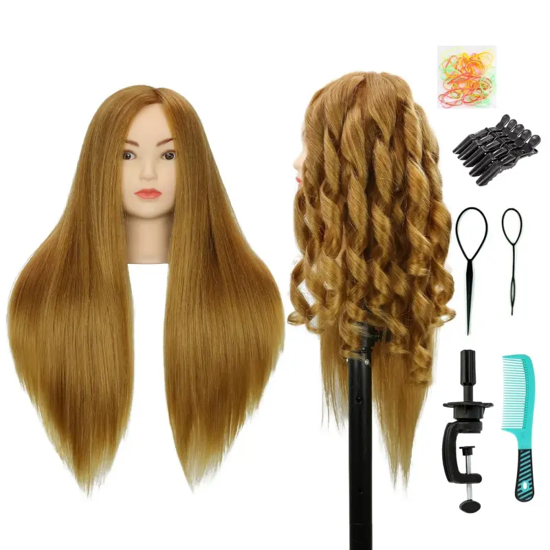 Mannequin Head Human Hair With 70% Real Human Hair Mannequin Head Human Hair 22inch Hairdresser Practice Training Head Cosmetology Manikin Doll Head (make-