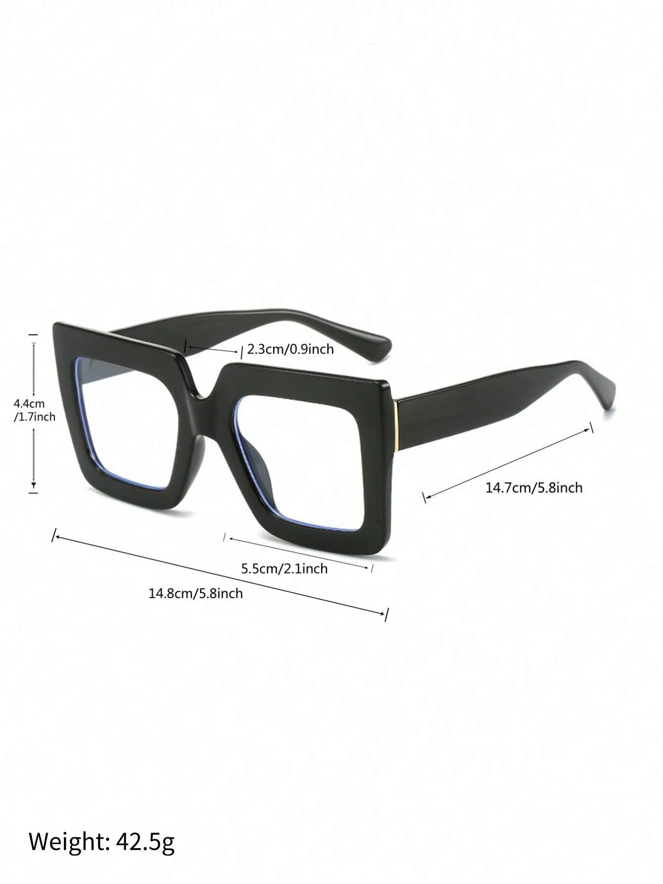 Unisex Cute Large Square Frame Anti Blue-ray Sunglasses, Trendy Casual Tinted Lens Sunglasses for Everyday Use, Fashion Accessories for Outdoor Activities, Square Mirrored Shades