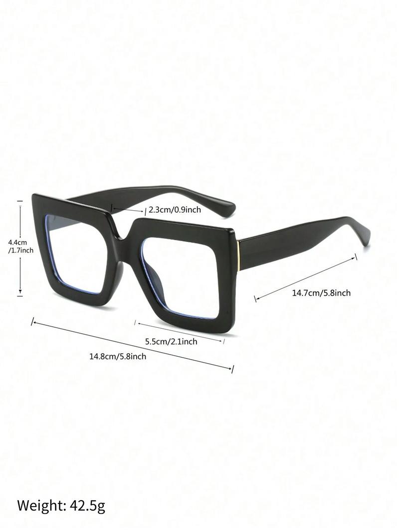 Unisex Cute Large Square Frame Anti Blue-ray Sunglasses, Trendy Casual Tinted Lens Sunglasses for Everyday Use, Fashion Accessories for Outdoor Activities, Square Mirrored Shades