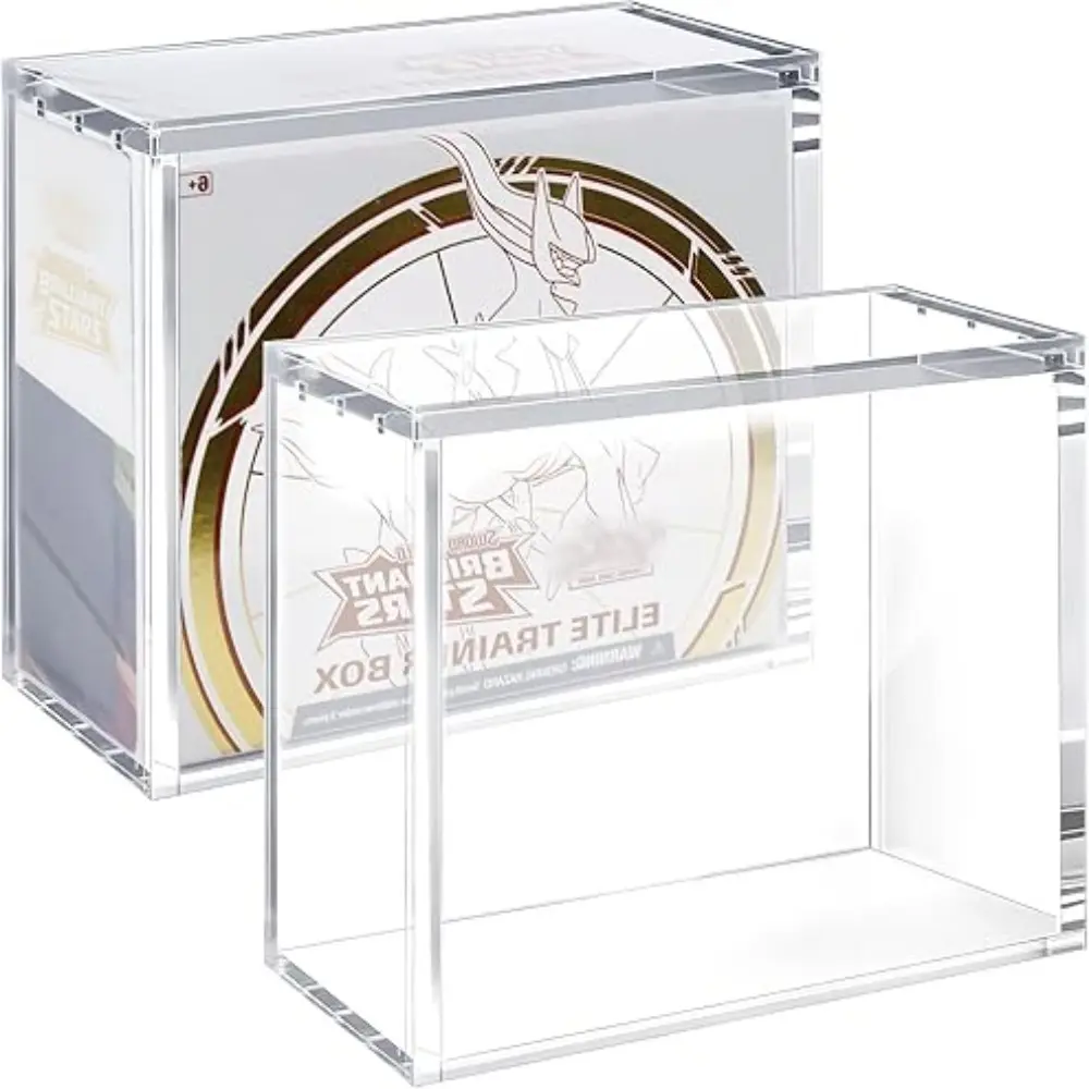 5mm Acrylic Glass ETB Display Case with 6-Point Magnetic Seal Lid, Trading Card Storage Box for Sealed Collector Boxes, Internal 7.56x3.82x6.77in