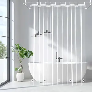 9G Clear Shower Curtain Liner 72 x 78 inches Long with 5 Magnet Weights, Heavy Duty Weighted Premium PEVA Plastic Shower Curtain Liner for Bathroom, Without Hooks