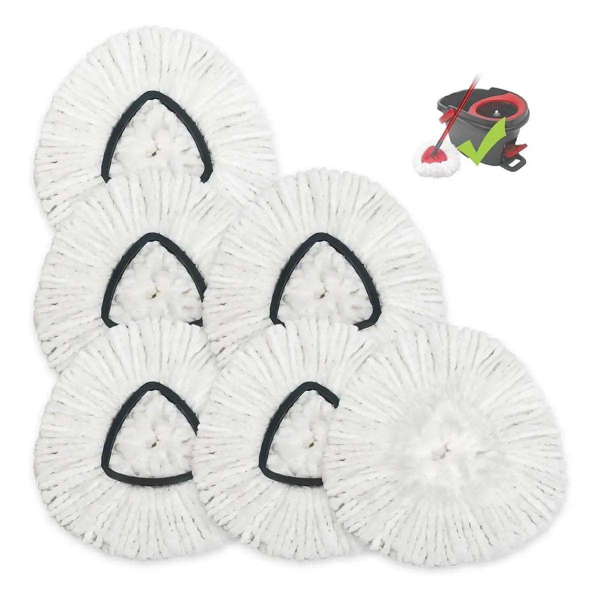 6 Pack Microfiber Spin Mop Replacement Heads, Washable Reusable Mop Refills for Triangle Spin Mop, Highly Absorbent for Hardwood Vinyl and Laminate Floors