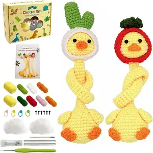Crochet Kit for Beginners, Hangable 2 Pack Long- Duck Knitting Kit, Crochet Kits for Adults with Step-by-Step Video Tutorial, DIY Crochet  Craft  for Crochet Lovers