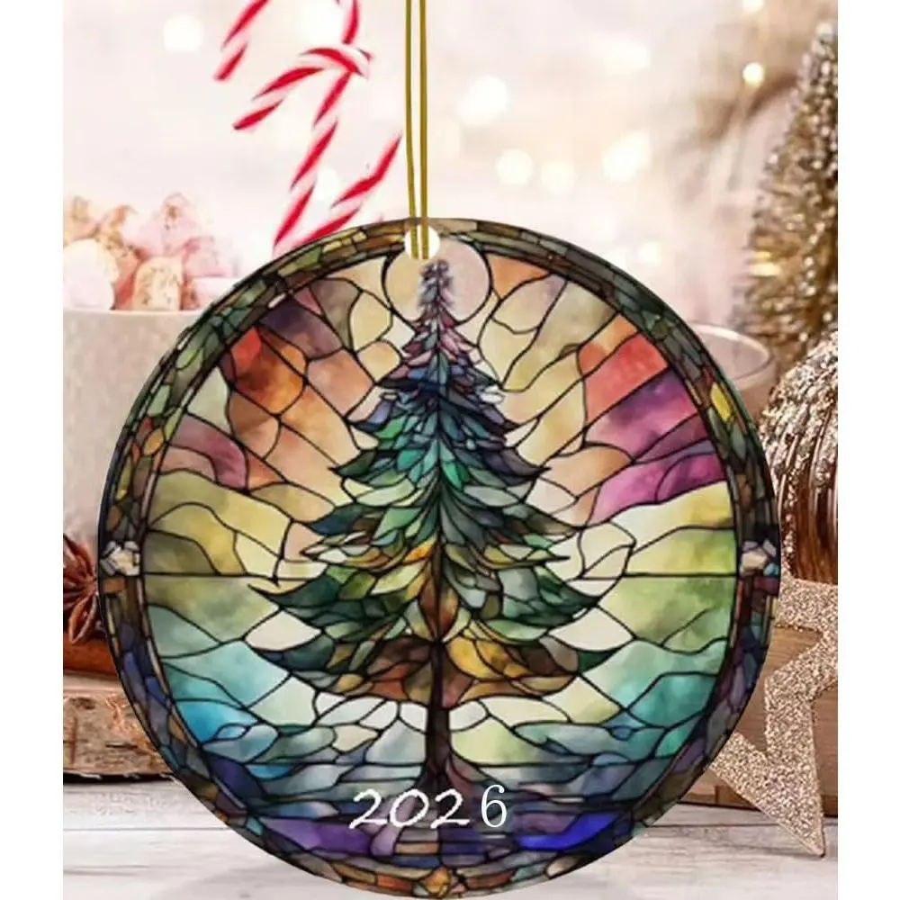 2026 Christmas Tree Funny Decorations, 2026 Christmas Ornaments, Painted Glass Style, Ornaments for Christmas Tree,   Ornaments