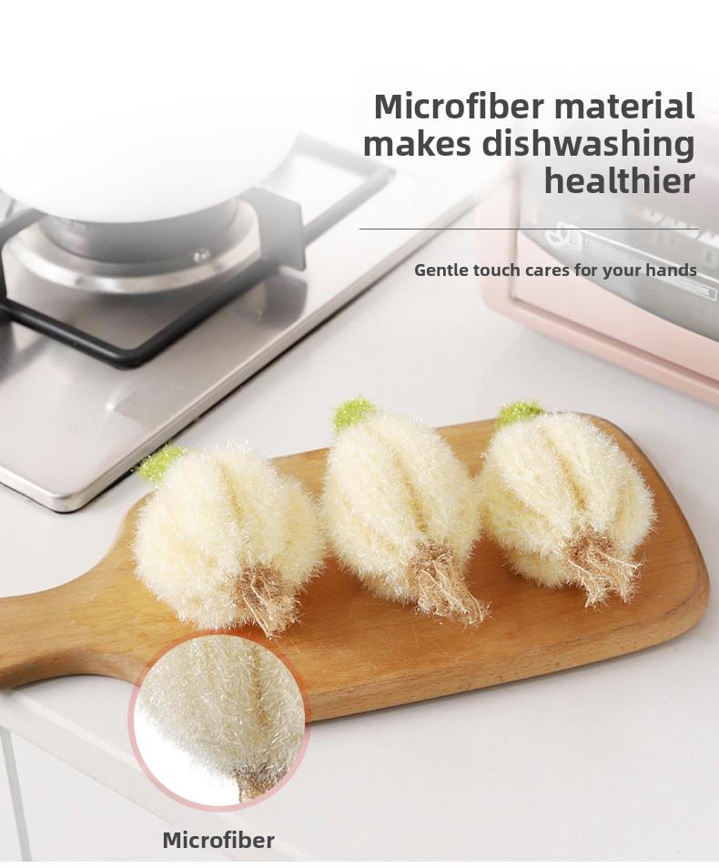 [1-3 pieces] Korean-style hand-woven garlic dishcloth, handmade non-greasy dishwashing cloth, bio-inspired vegetable cleaning cloth, cleaning cloth