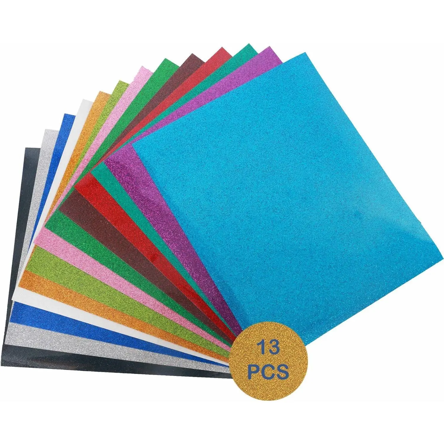 Glitter Heat Transfer Vinyl for T Shirts, 12"x10"x13 PCS Glitter  lron ,Outlast 50+ Washes,  Glitter lron  Vinyl Glitter HTV Vinyl for  Plotters, No , Easy to Cut &Weed