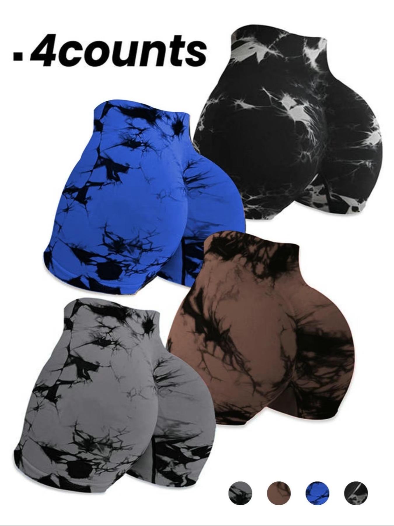 Women's High Waisted Tie Dye Yoga Shorts, Elastic High Waist Butt Lifting Sports Pants, Seamless Slim Fit for Yoga and Running, Athleisure Shorts