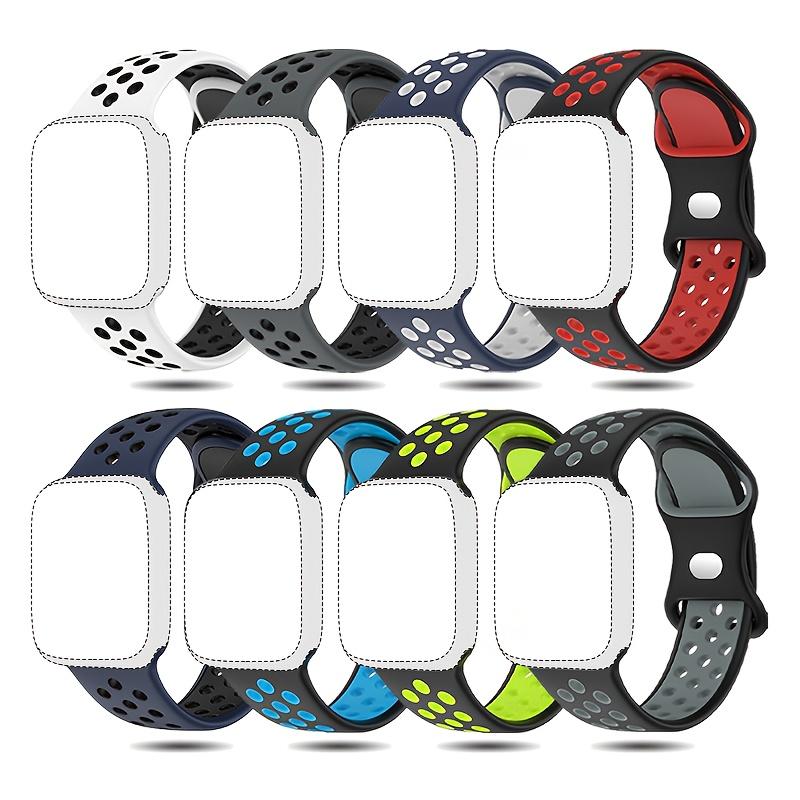 8-Pack Silicone Sport Watch Bands for Apple Watch – Two-Tone Breathable Strap 38–49mm (Series 1–10, SE, Ultra)