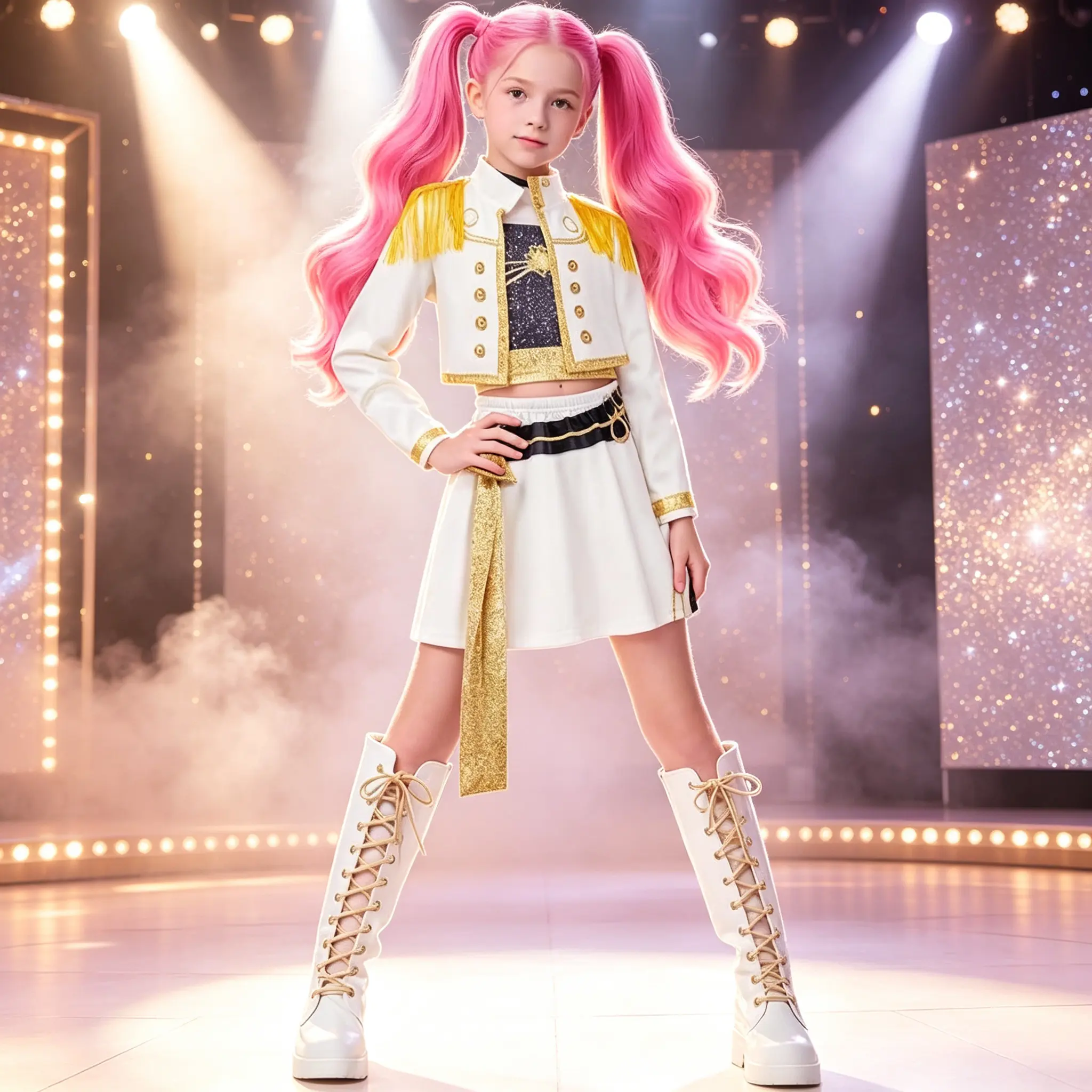 Girls' Kpop 3-Piece Costume Set, 3-14 Years Old Kids Halloween Cosplay & Dance Stage Performance Outfit