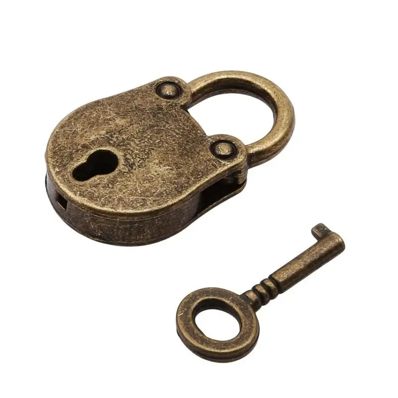 Vintage Mini Padlock Set, Antique Copper Plated Key Lock, Luggage Box & Jewelry Chest, Home Decorative Hardware, 1set Metal Accessory
