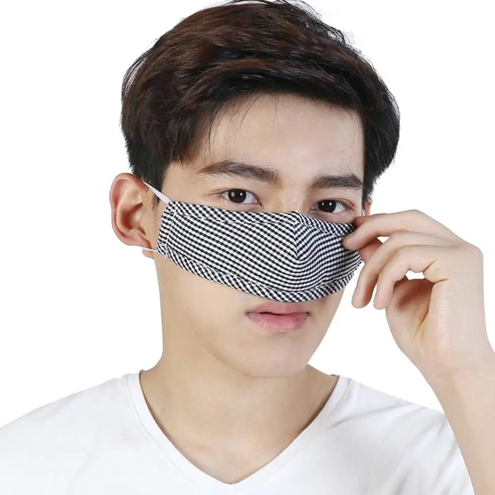 Cotton Plaid Nose Warmer Winter Nose Cover for Men Women Anti Pollen Dust Mask for Cold Dry Nose Sleep Air Conditioning Black