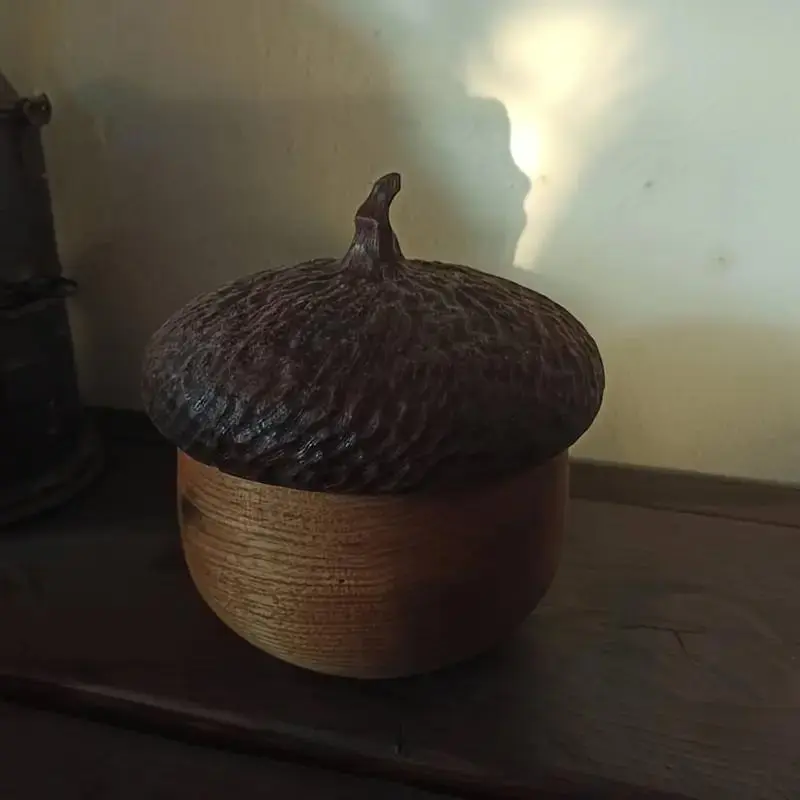 Vintage Acorn Shaped Resin Decorative Jar with Lid, Sealed Jar, Rustic Gothic Style Storage Jar Organiser Canister, Storage Organizer, Ideal for Garden & Yard Decor, Perfect Gift Packaging, Refillable Jar, Bottles, Home Organizer Storage