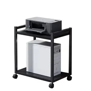 Printer Table, 2 Levels, PC Stand, Computer Stand with Wheels, Height-Adjustable Printer Stand, Kitchen Shelf, Printer Shelf, Rolling Shelf for Office, Fax, Copier, Scanner, Shredder, 51 x 30 x 55 cm