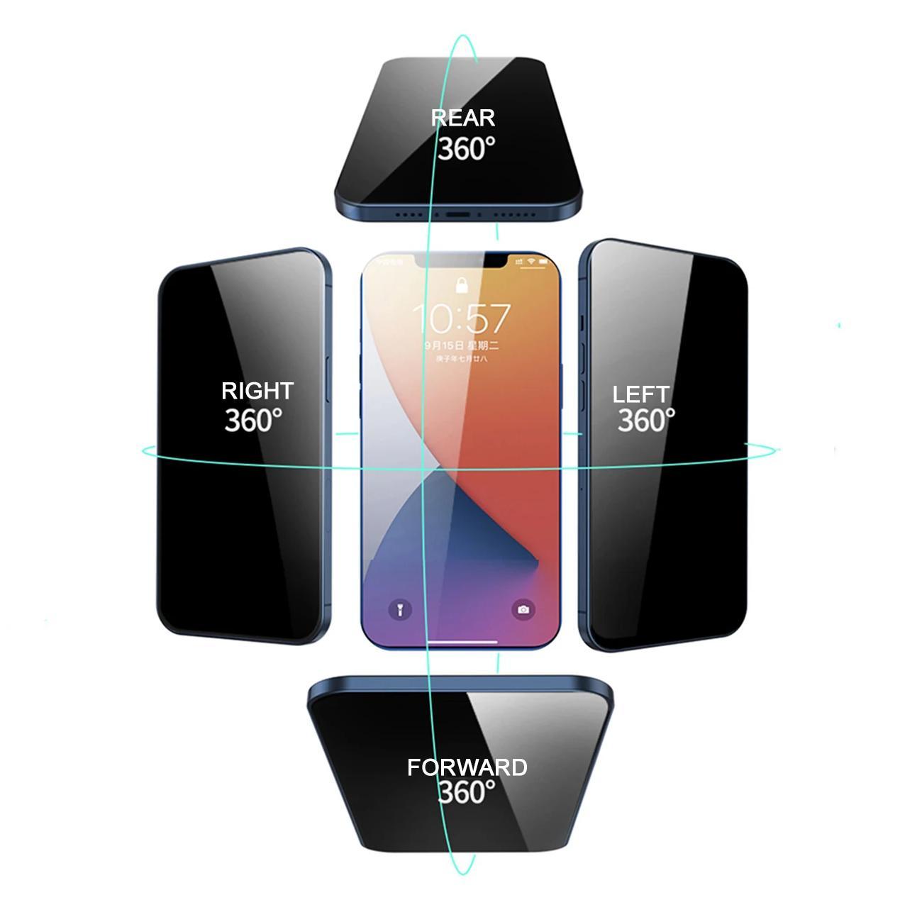 360° Anti Peeping Privacy Phone Screen Protector, 3 Counts Tempered Glass Phone Screen Protective Film, Phone Accessories Compatible with iPhone 16 15 14 13 12 11 Pro Max Plus, Tempered Glass Cover, Anti Spy Privacy