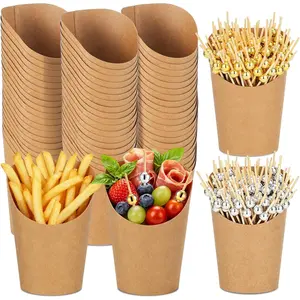 250 Pcs Charcuterie Cups with Sticks - 50 Pcs 12 Oz Paper Charcuterie Cups with 200 Pcs Cocktail Picks, Disposable Appetizer Cups for Parties, Baby Showers, Birthday Weeding Party Supplies