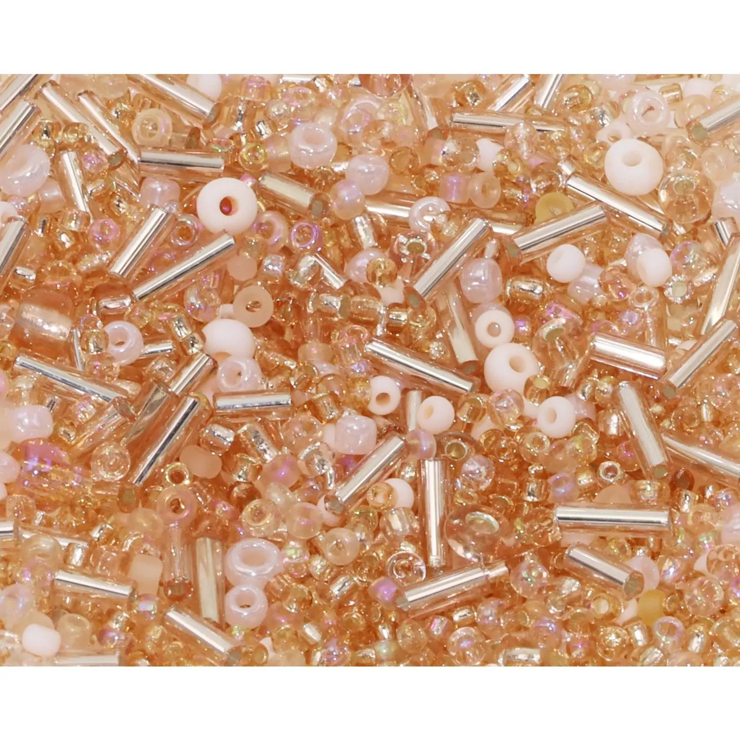Craft Beads 1000 count/20g Glass Seed Tube Bead Bugle Bead 1.5-4.5mm Small Loose Spacer Beads for DIY Bracelets Necklace Earring  Making (Champagne)
