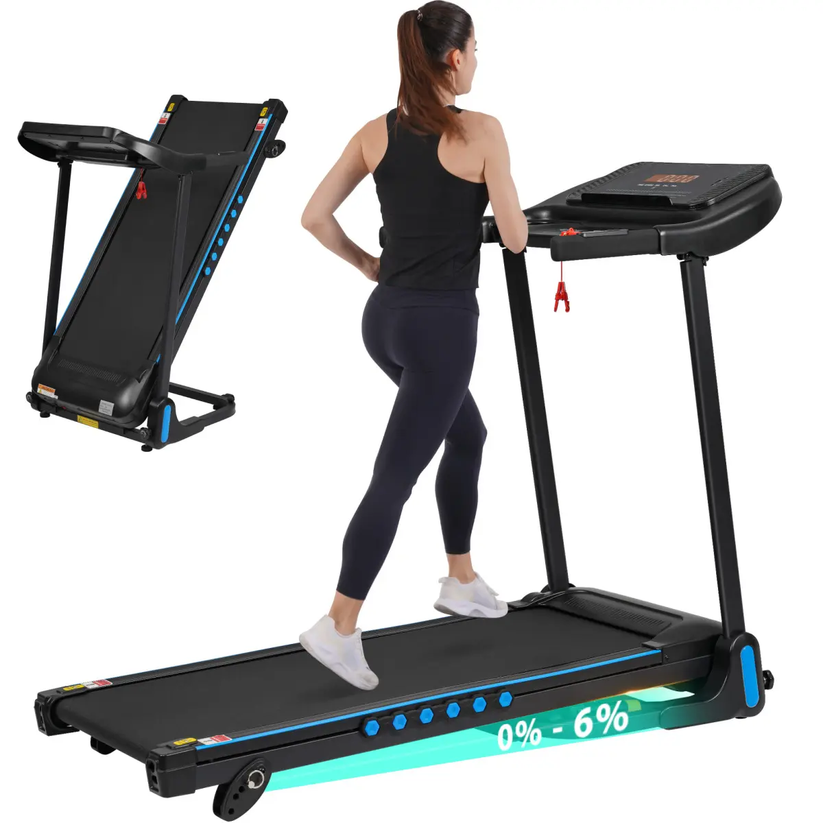 3.0 HP Folding Incline Treadmill for Home, 350LB Capacity Running & Walking Machine, 10MPH with 4-Level Manual Incline, Hydraulic Fold, Shock Absorption, Bluetooth Speaker, USB & Type-C Charging, Wide Belt