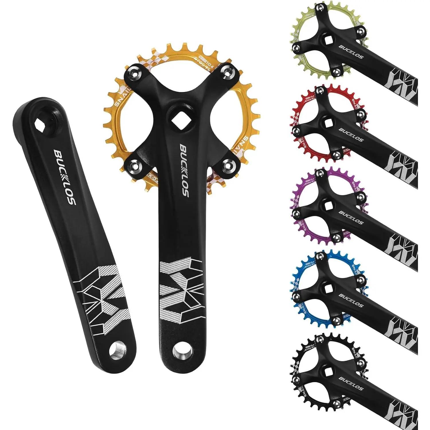 104 BCD 30T Mountain  Single Speed Crankset,170mm Square Taper Crankset with Narrow Wide  Round Chainring(Six Color), Crank Arm Set