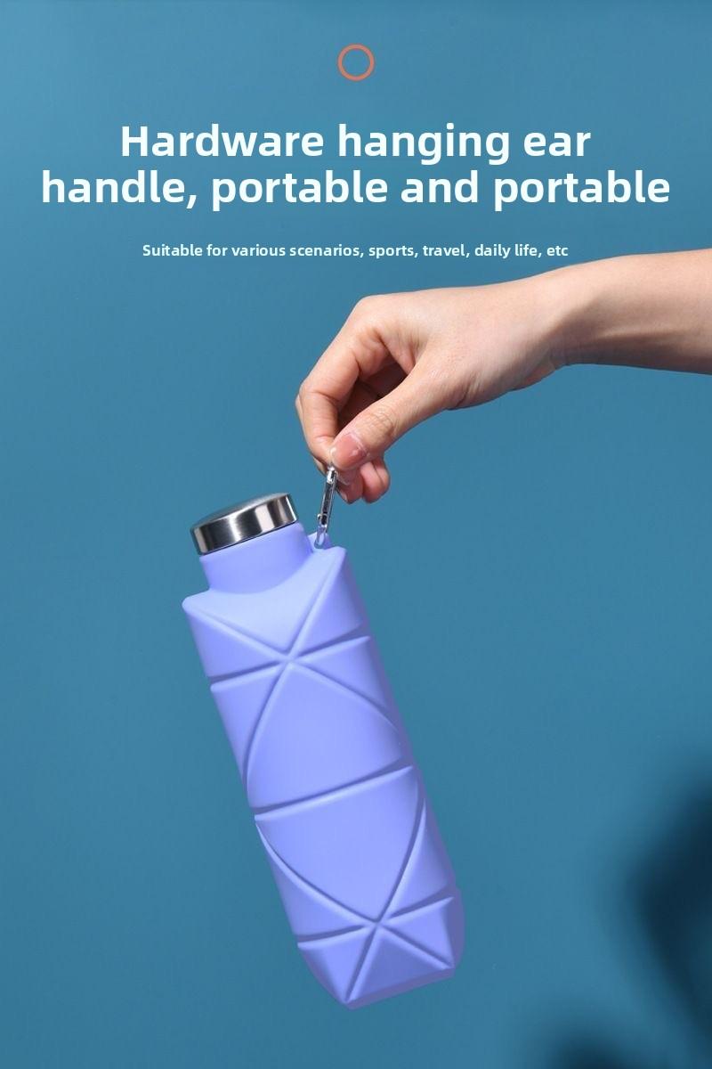 Platinum Silicone Diamond Foldable Cup 700ml Portable Water Bottle for Outdoor Sports
