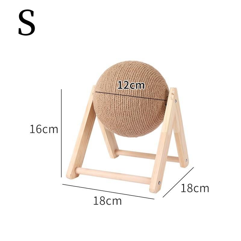 Vertical Cat Scratcher with Ball - 2-in-1 Solid Wood Sisal Post & Interactive Hanging Toy, Space-Saving Furniture Friendly Cat Enrichment