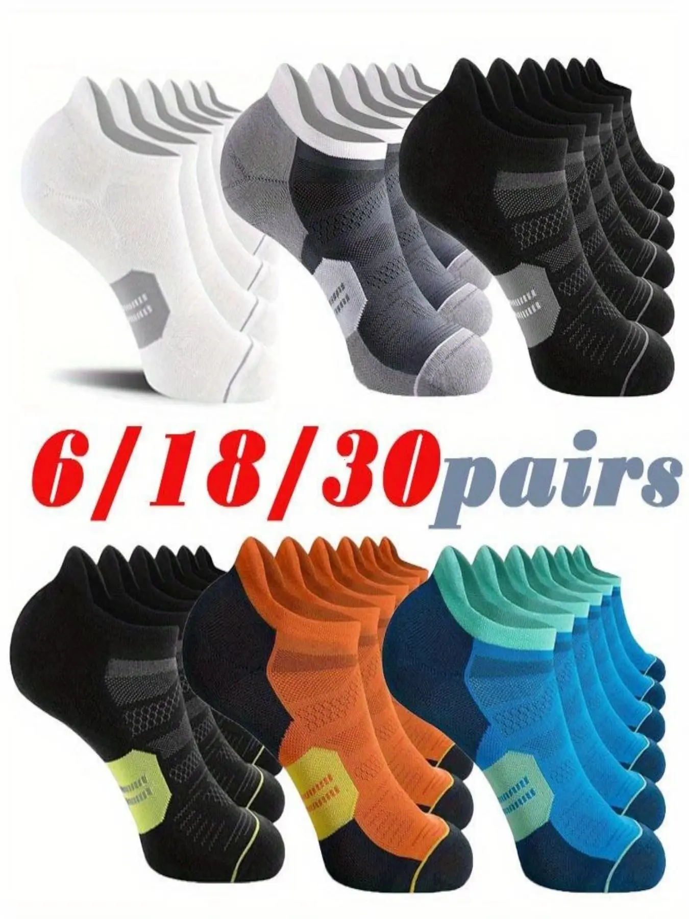 Professional Men's and Women's Short Sports Socks, Sweat-Wicking Running Socks, Antibacterial Odor-Resistant Low Top Crew Socks