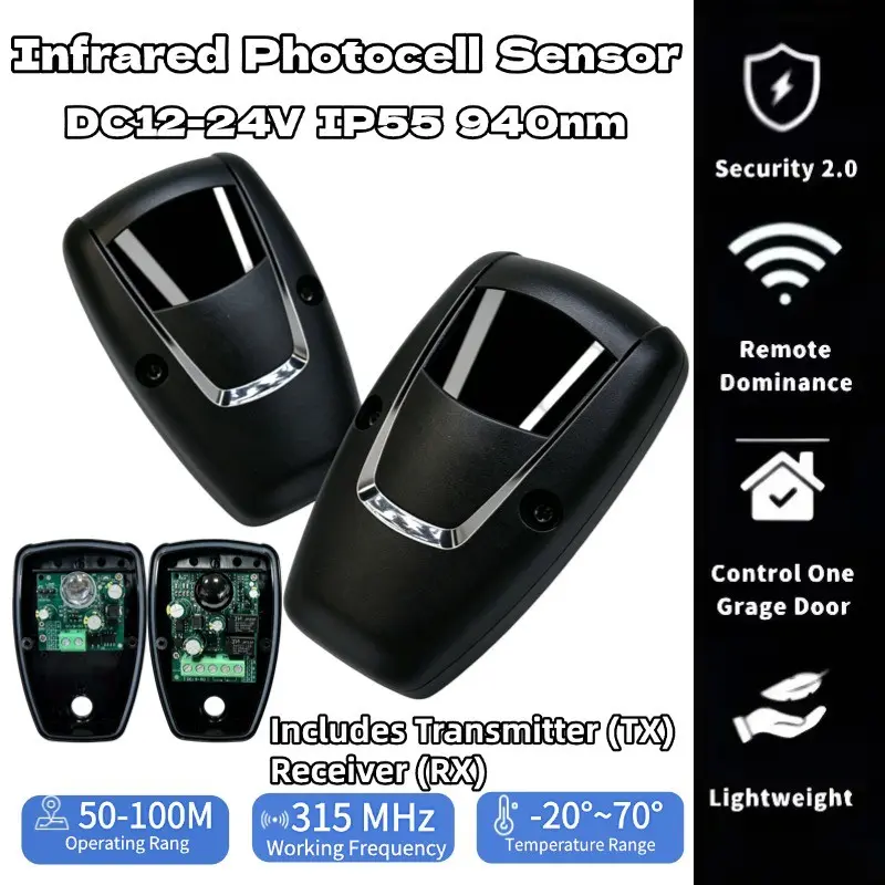 Infrared Photoelectric Sensor 40nm, Dc12-24v Infrared Beam Detector, Safety Photoelectric Sensor for Automatic Door Access Alarm System