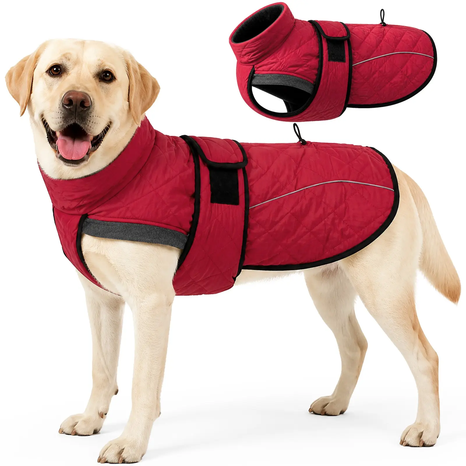 Winter Plush Dog Clothing, Three-layer Thick Warm Dog Jacket, Outdoor Snow Resistant and Wterproof Dog Cloak
