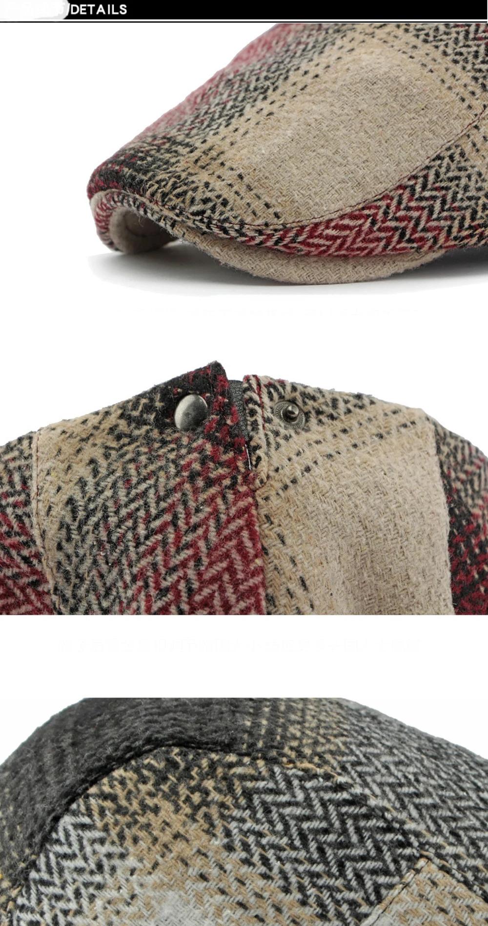 HT4238 Berets New Plaid Artist Painter Beret Hat Male Female Spring Autumn   Flat Caps for Men Women Retro Beret Caps