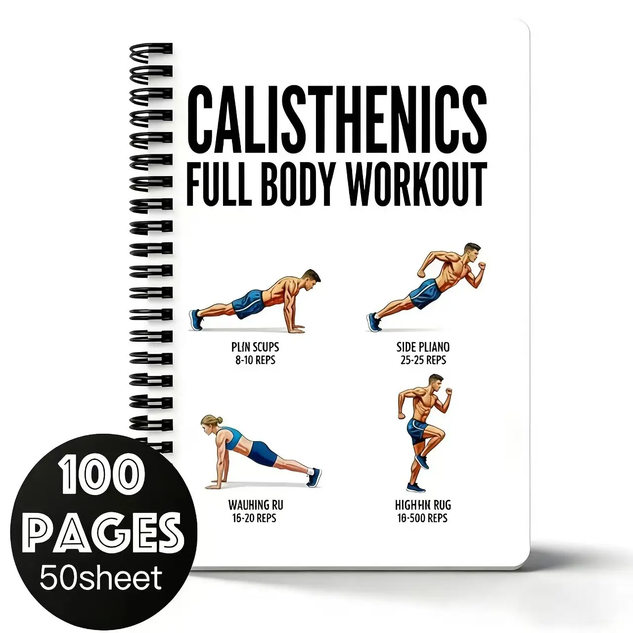 Calisthenics Workout Journal, 100 Pages 50 Inner Sheets, Home Exercise Plan Tracker, No Equipment Needed, Self-Weight Training Notebook