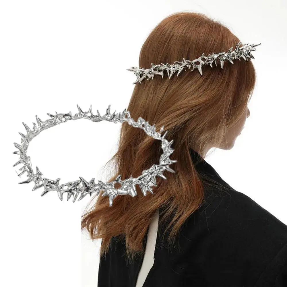 Gothic Punk Thorn Crown, Unisex Metal Alloy Hair Accessory for Halloween & Cosplay Party, Jewelry Gift, Dropship Ready, Crown Design
