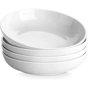10" Large Pasta Bowls, 56 OZ White Salad Bowls Soup Bowls, Porcelain Serving Bowls Set of 4, Large Kitchen Bowl Plates Pasta Plates, Microwave & Dishwasher Safe, Series REGULAR