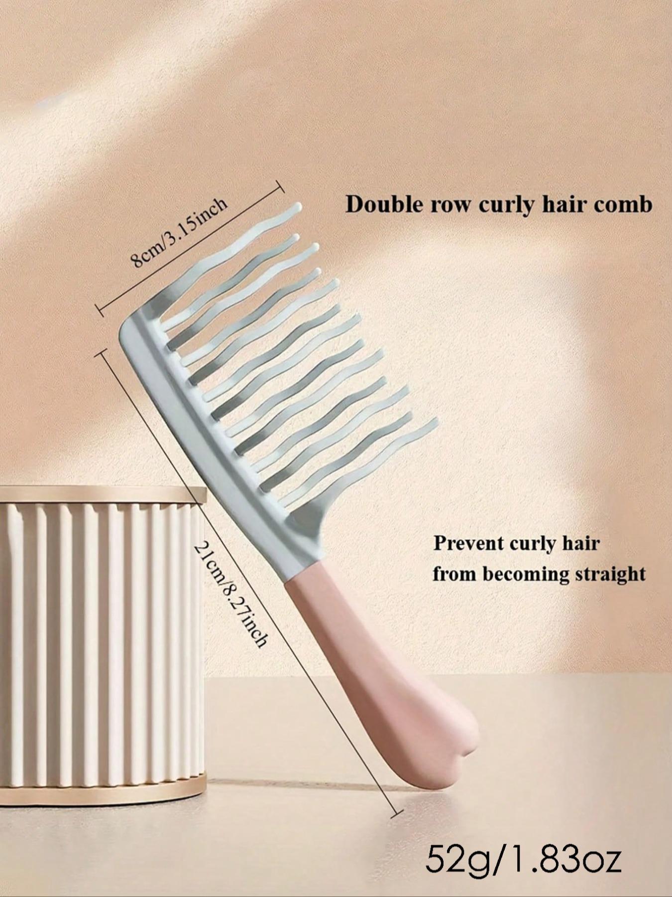 Dual Wide-Tooth Hair Combs Set, & Light Blue Color, Abs Handle, Curly Hair Management Tool, Home Massage Accessory, Hair Detangling Comb
