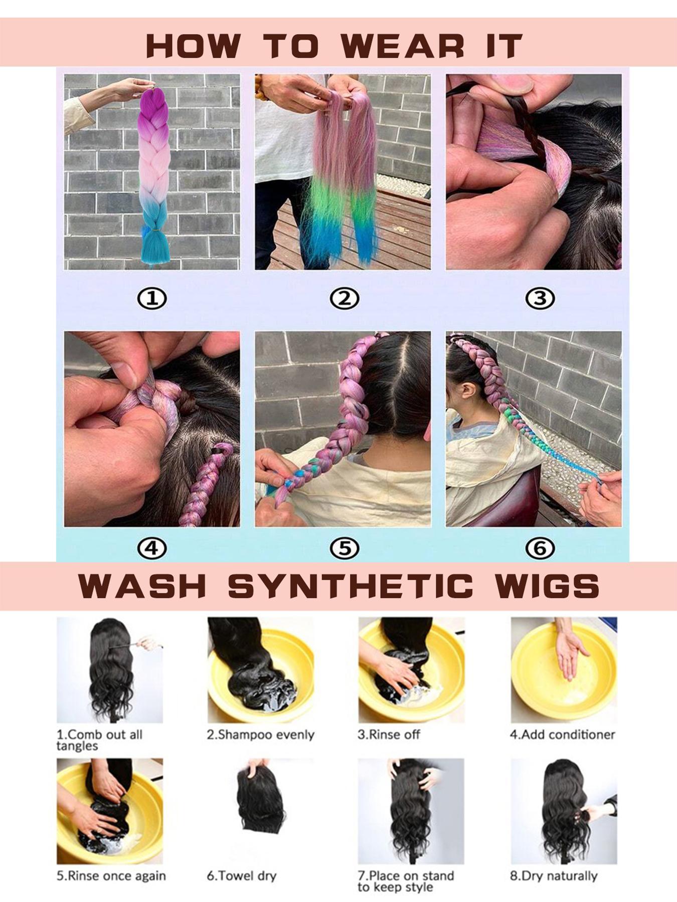 Jumbo Box Braiding Hair Extensions, Colorful Braiding Hair, Synthetic Rainbow Colors Braiding Hair for Women Girls Cosplay Party, Knotless Box Braid