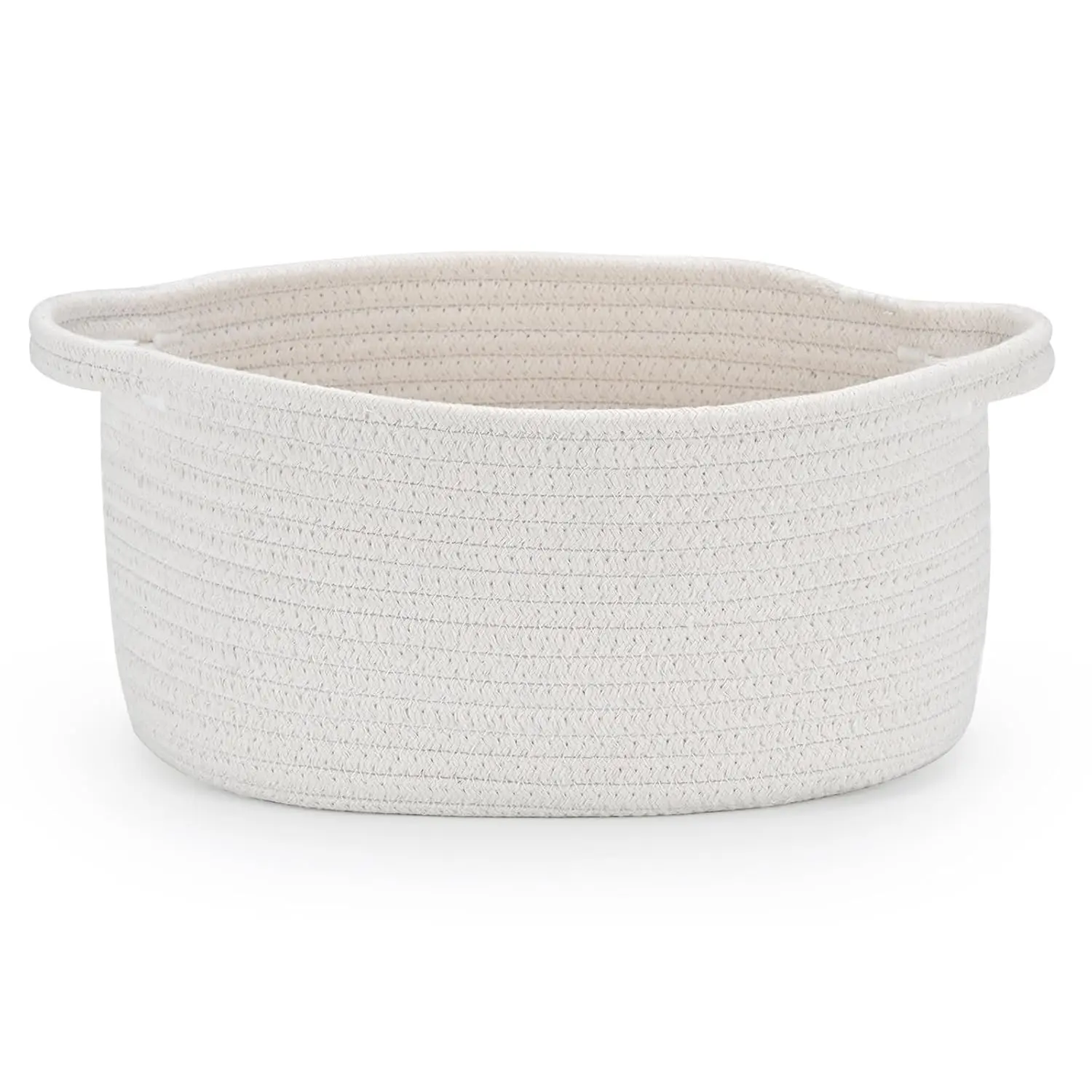 Medium Woven Cotton Rope Basket with Handle Empty Decorative Gift Basket for Baby Shower, Graduation, Father's Day, Nursery Storage 13" Dia x 8" W x 6" H