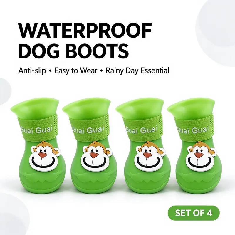 Non-Slip Soft Sole Pet Rain Shoes, Waterproof PVC Material, Washable, Suitable for Puppies, Kittens, Chihuahuas, Yorkies, Cats, Puppy Shoes