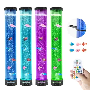 VEVOR Sensory Bubble Tube Lamp, 2.67 ft Bubble Fish Tube, Sensory Aquarium Lamp with 6 Floating Fish 16 Color Effects, Remote Control, Stress Relief Calming Light for Bedroom Living Room Home Decor