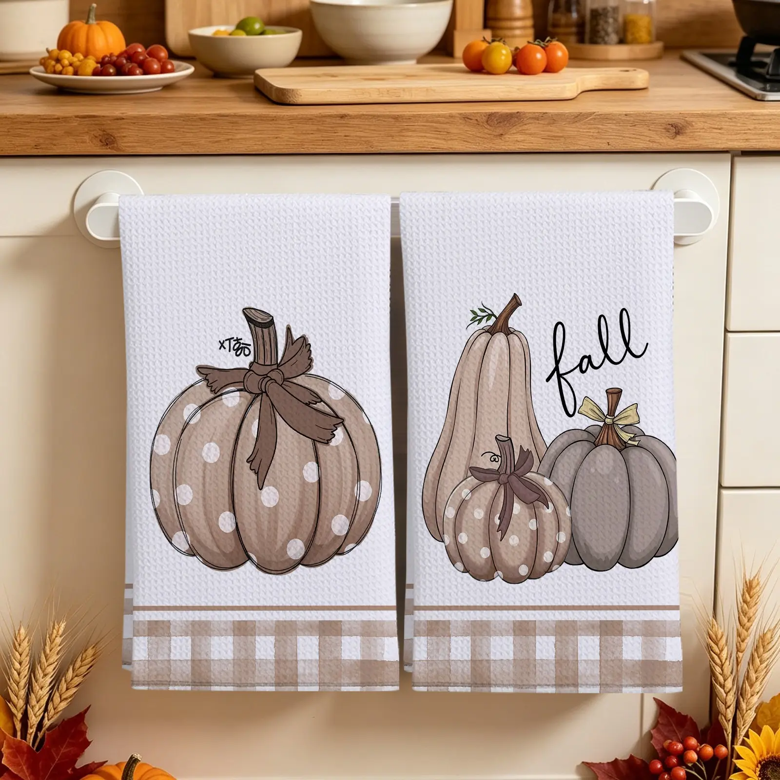 Waffle Kitchen Towel, Fall Autumn Thanksgiving Pumpkin Dishcloth, Hand Towel, Kitchen Decor, Neighbor Gift, Moving Gift, Mom Gift, Birthday Gift