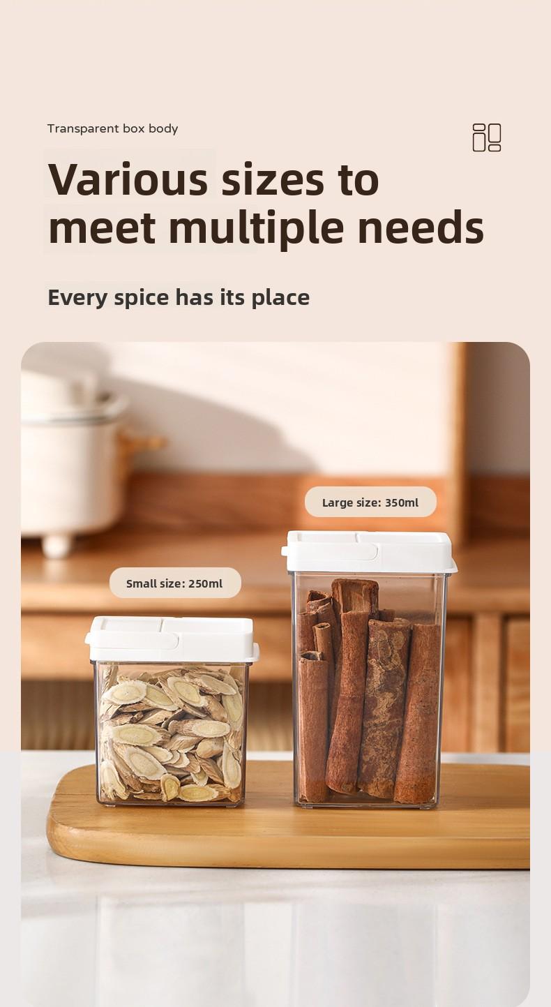 FaSoLa seasoning storage box for kitchen use, transparent with lid, sealed and moisture-proof spice and condiment dispenser box