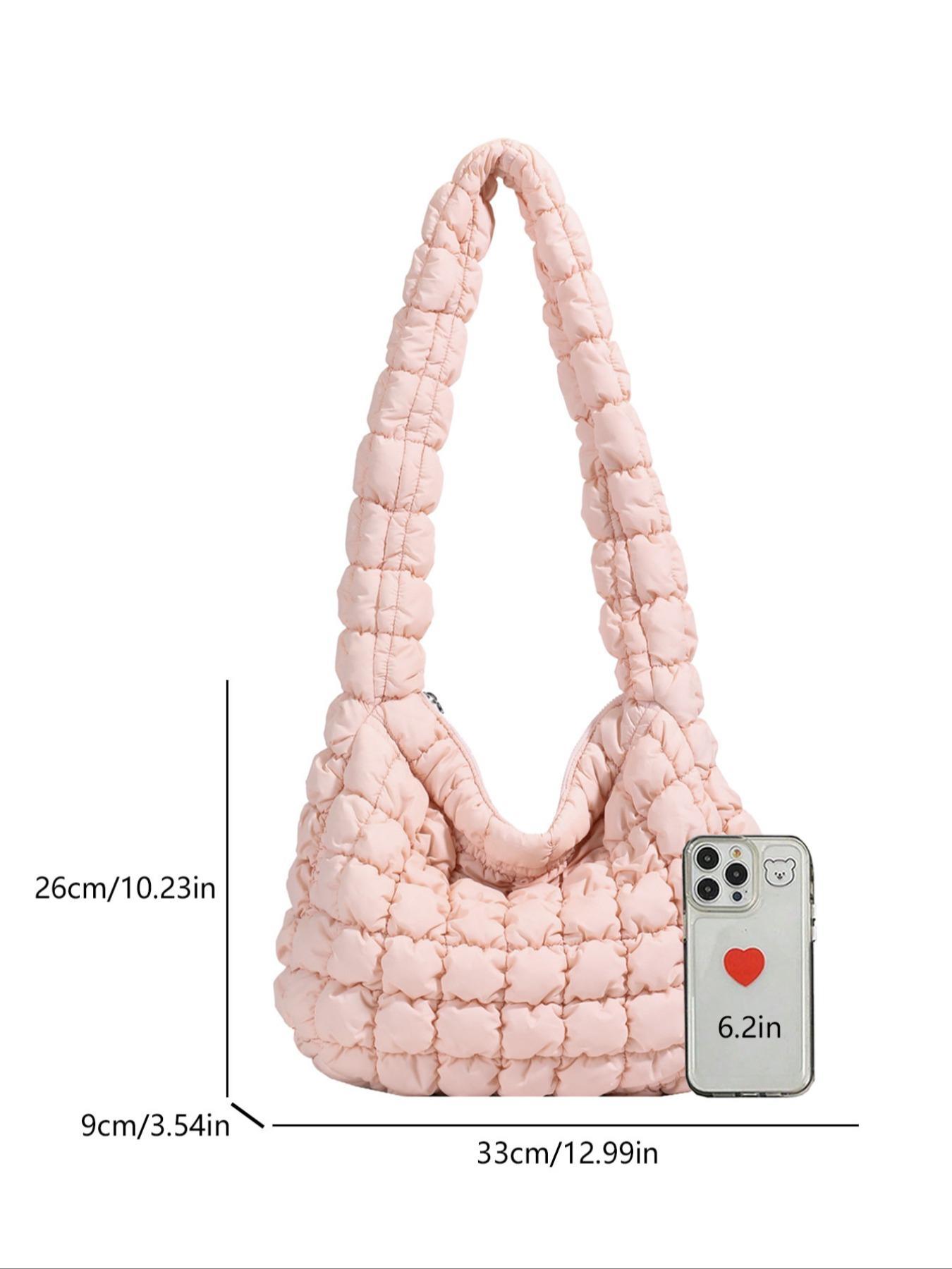 Women's Solid Color Quilted Puffer Crossbody Bag, Fashionable Lady Large Capacity Shoulder Bag for Daily Used, Casual Trendy Versatile High-quality Daily Commuting Bag