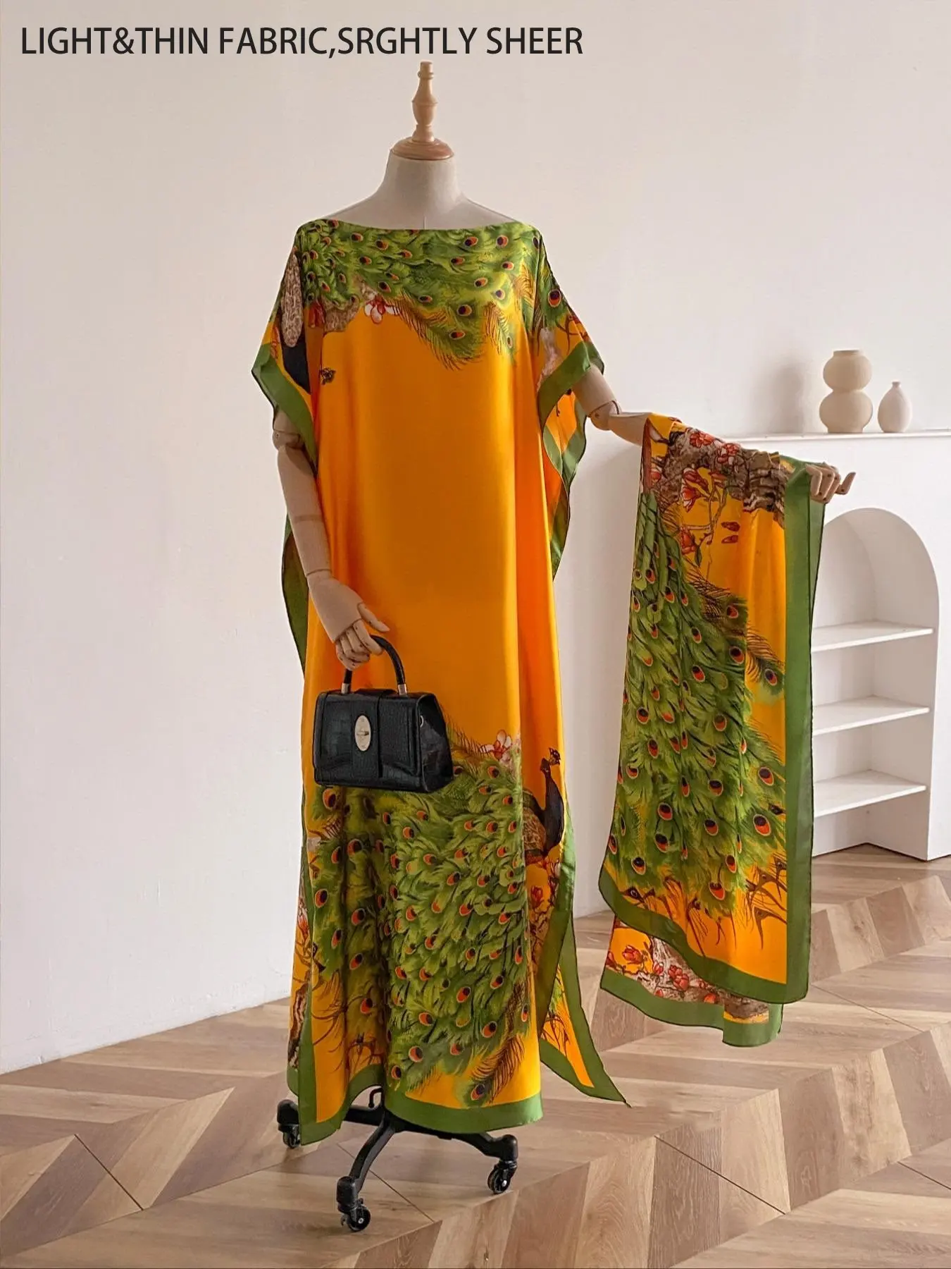 Women's Floral & Butterfly & Peacock Print Cape Shawl & Scarf Set, Elegant Casual Scarf & Cape Shawl Set for Beach Vacation, Fashion Accessories for Women