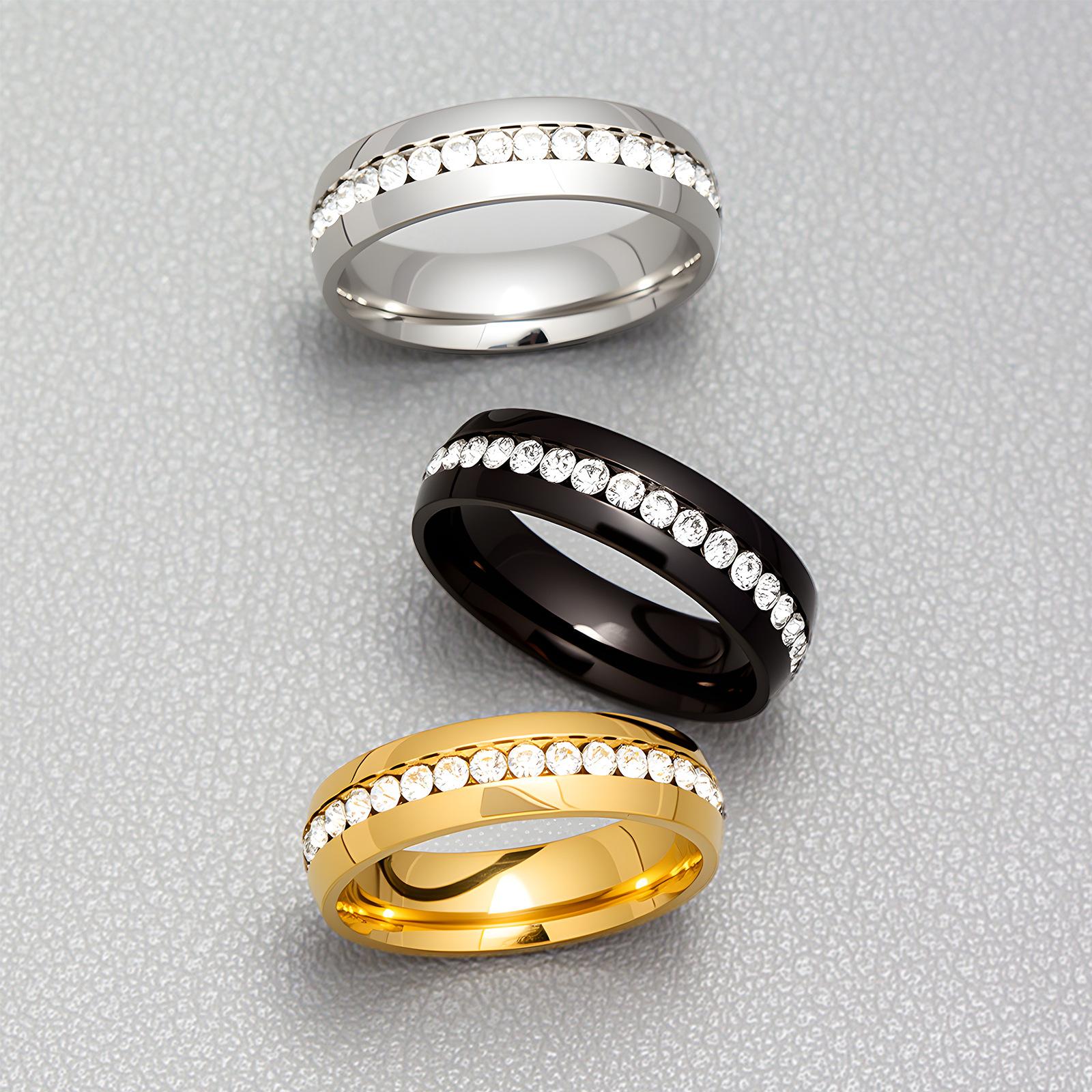 Stainless Steel Ring Single Row CZ Minimalist 5 Color Size 5-12 Party Daily Wear Gift For Her
