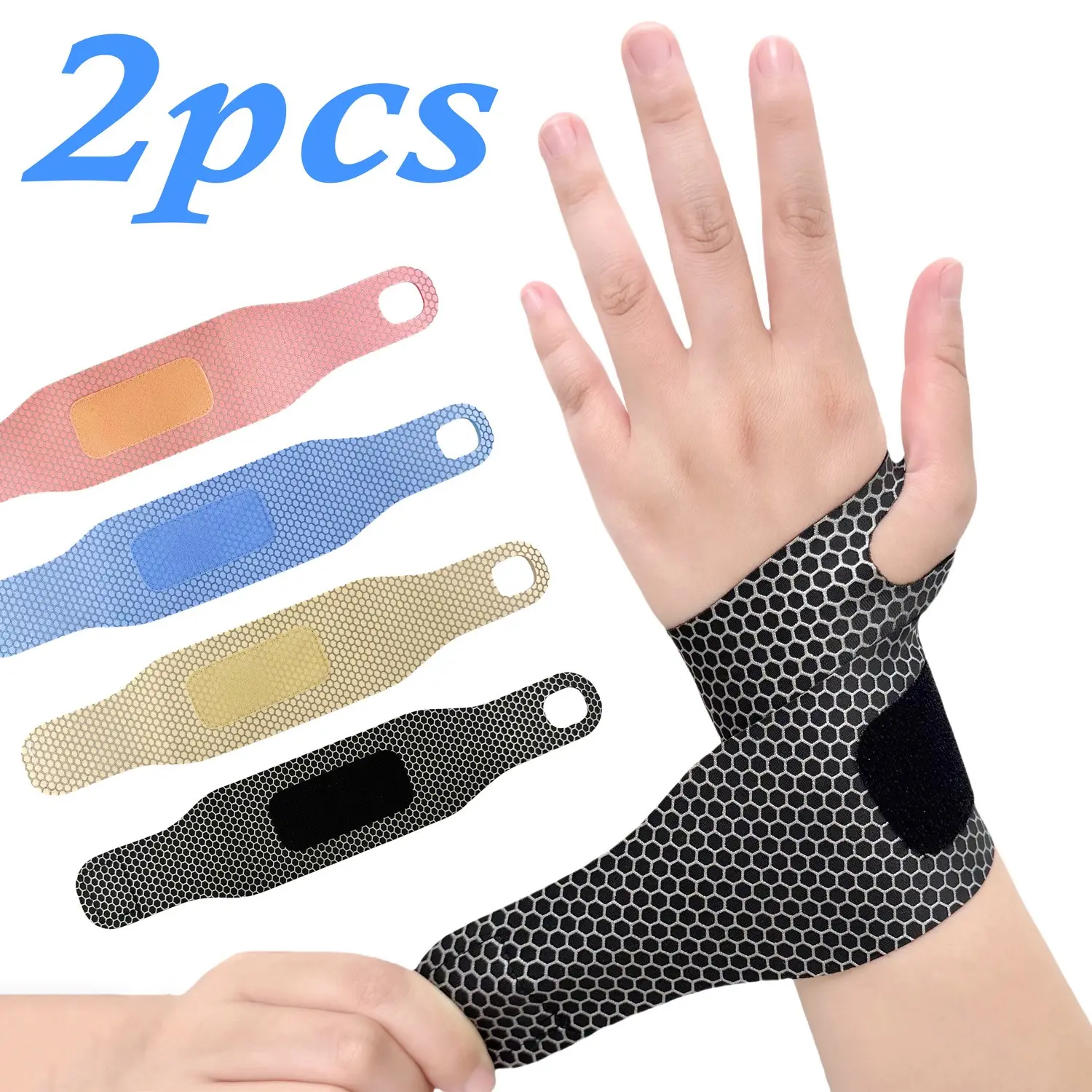 2PCS Lightweight Breathable Wrist Brace Wraps For Women & Men - Elastic Adjustable Sports Hand Braces - Compression Wrist Straps And Support - Ideal for Wrist Care, Daily use, Office, Exercise, Workout, Basketball, Tennis, Badminton