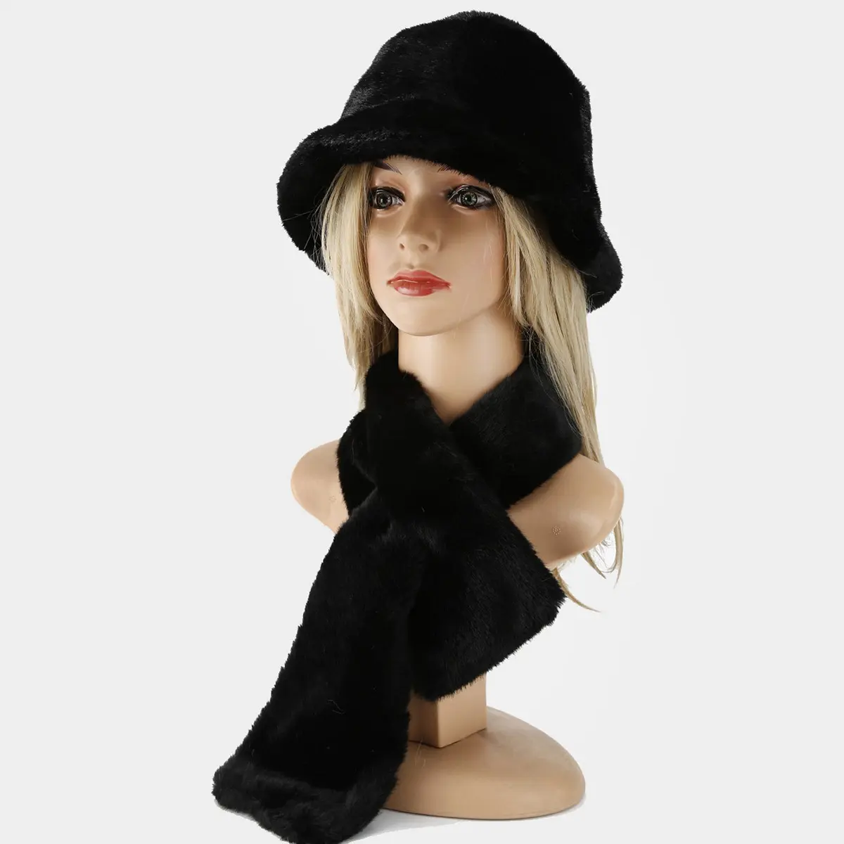 Men's & Women's Winter Warm 2-Piece Solid Plain Hat and Scarf Set - Soft Fluffy Cap, Thick Neck Warmer for Outdoor Skiing, Camping, Travel Fashion Accessories Gifts