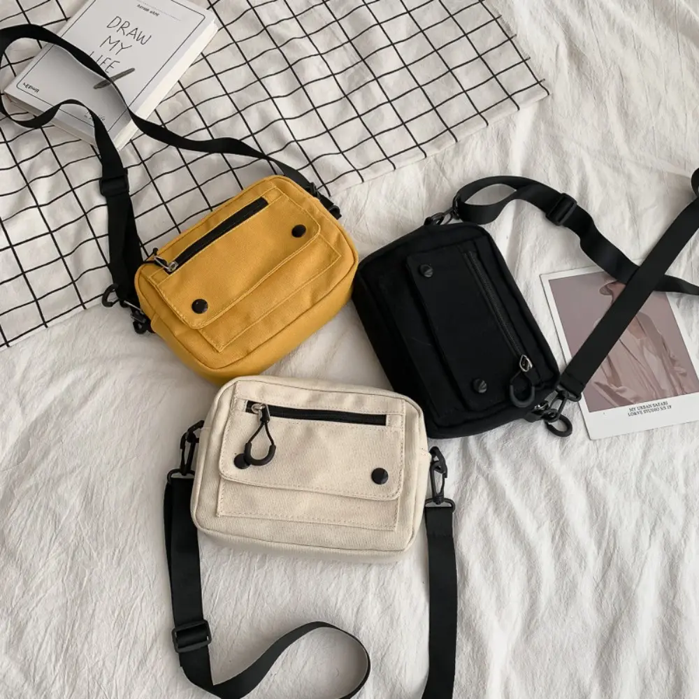 Women's Lightweight Canvas Mini Square Crossbody Bag - Multi-Pocket Snap Flap, Adjustable Strap, Large Capacity Everyday Crossbody Bags for Women for Daily Travel Shopping, Everyday Bags
