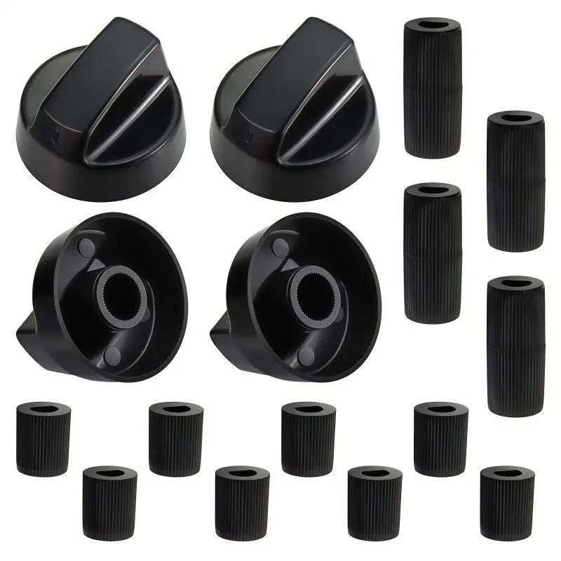 4 Sets Universal Control Knobs Replacement with 12 Adapters, Compatible with Oven/stove/range, D Hole Size Matching, Universal Fit